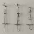 Three Modern Stainless Steel Wall Mounted Shower Systems With Various Designs