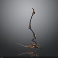 Ornate Decorative Weapon With Blue Orange Metallic Luster Curved Structure And Shiny Reflection