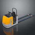 Yellow And Gray Industrial Forklift With Black Handle And Long Forks Design