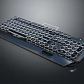Modern Full Size Keyboard Featuring Circular Keys And Sleek Metal Frame Design 3d model