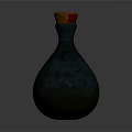 Blue Green Ceramic Vase With Red Yellow Decorative Rim And Pear Shaped Body