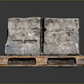 Rustic Natural Stone Blocks Placed On Wooden Pallet With Rough Texture