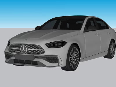 Silver Mercedes Benz Sedan with Black Roof Modern Front Grille and Stylish Alloy Wheels 3d model