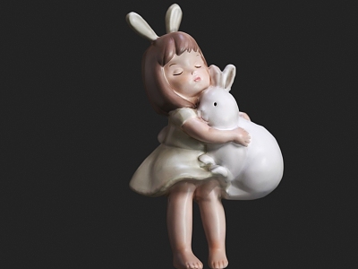 Decorations Ornaments Holding Rabbit Girl Home Decoration Ornaments 3d model