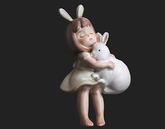 Decorations Ornaments Holding Rabbit Girl Home Decoration Ornaments 3d model