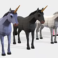 Colorful Polygonal Unicorns In Various Hues Standing In A Line