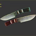 Tactical Knives With Vintage Design Red White Stripe Handles And Sharp Metal Blades