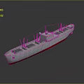White Ship Model With Red Bottom And Deck Structures On Reflective Surface