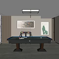 Modern Billiard Room Interior Design Featuring Pool Table Ceiling Light And Wall Art 3d model