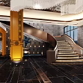 Luxurious Hotel Lobby Interior With Crystal Chandelier And Marble Decorative Elements