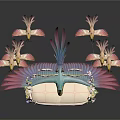 Ornamental Decorative Seat With Bird Figure Heart Shaped Base Flower Accents And Tassels