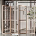 Modern new Chinese style screen partition screen partition 3d model