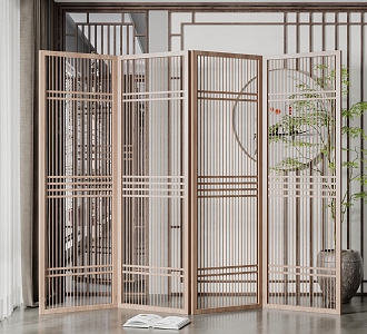 Modern new Chinese style screen partition screen partition 3d model