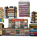Modern Shelf Supermarket Shelf Snack Shelf Container Convenience Store Snack Display Rack Snack Department Store 3d model