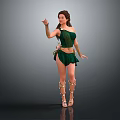 Fantasy Female Character In Green Outfit With Brown Hair And Decorative Boots Displaying Elegant Pose