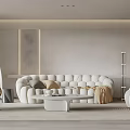 Modern Luxury Living Room Interior With White Sofa Round Coffee Table And Throw Blanket
