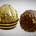 Ferrero Rocher Chocolate Ball With Gold Foil Wrapping And Crunchy Hazelnut Pieces
