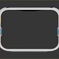 Cartoon Scene Featuring Futuristic White Square Frame With Orange Blue Accents Hollow Center Shiny Base