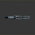 Futuristic Blue Metallic Energy Weapon with Shiny Surface and Sci Fi Design Details