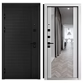 Modern Black Hinged Door With Vertical Lines In Minimalist Interior Space 3d model