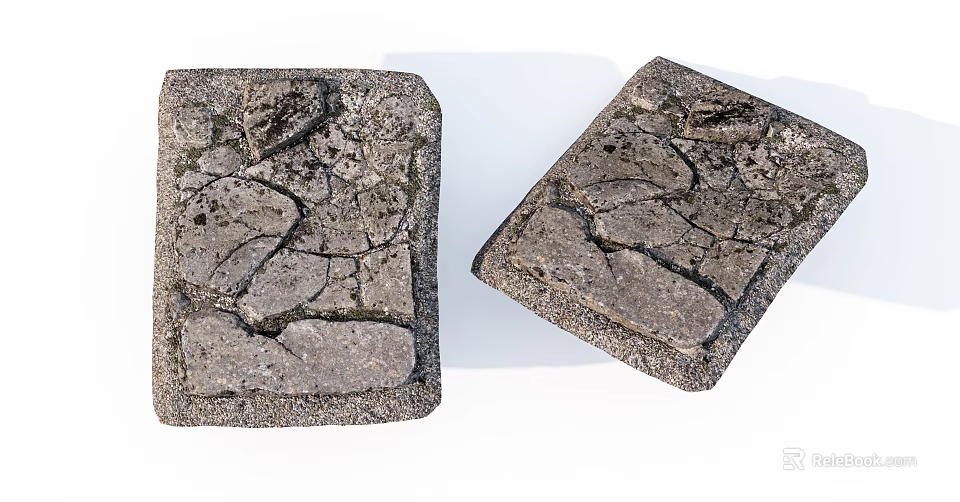 Stone Wood Decorative Slabs With Natural Cracked Texture For Interior Design 3d model 