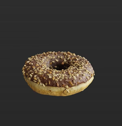 Delicious Chocolate Coated Donut Topped With Crunchy Nut Sprinkles On Dark Background 3d model