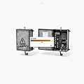 Industrial Control Panels with Metal Enclosure Open and Closed Showing Internal Components and Casters