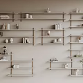Wall Mounted Shelving Units For Storage And Display With Books Decorative Figurines And Small Plants