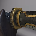 Traditional Chinese Sword With Intricate Carvings And Golden Handle On Wooden Display Stand