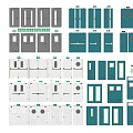 Various Interior Door Panel Designs With Gray And Light Blue Color Options 3d model