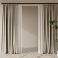 Curtain Cloth Curtain Gauze Curtain Roman Rod Green Plant 3d model