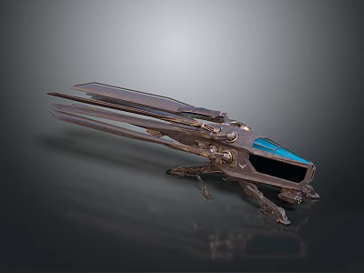 Futuristic Mechanical Device Featuring Metallic Structure Blue Accents Complex Design And Blade Appendages 3d model
