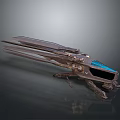 Futuristic Mechanical Device Featuring Metallic Structure Blue Accents Complex Design And Blade Appendages 3d model