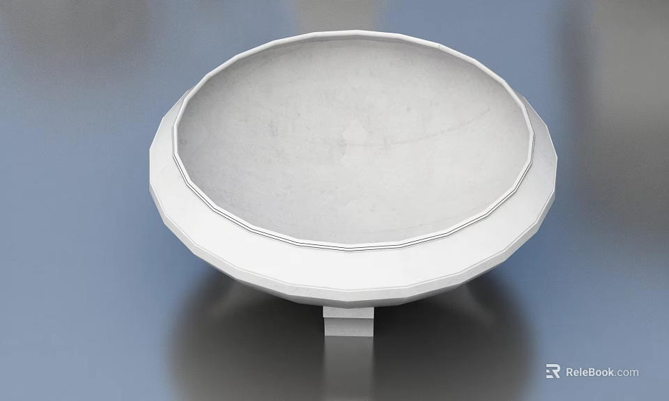 White Circular Public Facility With Rimmed Top Design And Stable Base On Ground Surface 3d model 