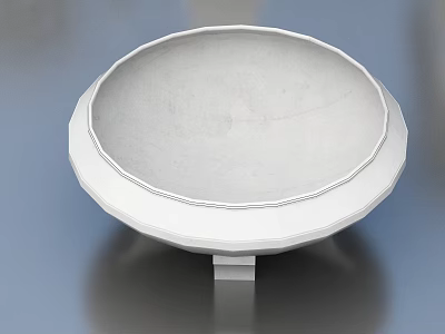 White Circular Public Facility With Rimmed Top Design And Stable Base On Ground Surface 3d model