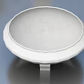 White Circular Public Facility With Rimmed Top Design And Stable Base On Ground Surface