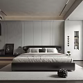 Modern Luxury Bedroom Interior Design With Large Bed Rug Gray Walls And Wooden Flooring