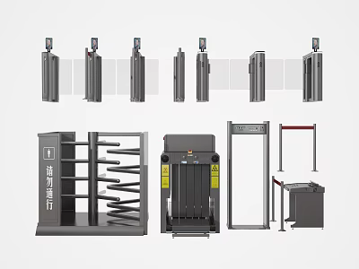 Public Facility Security Access Control Systems With Various Turnstile Gate Types 3d model