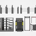Public Facility Security Access Control Systems With Various Turnstile Gate Types 3d model