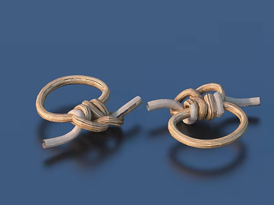 Light Brown Hemp Rope Knotted Decorative Rings For Home Living Accessories 3d model