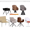 Various Modern Armchairs With Different Colors And Stylish Bases For Interior Decor 3d model