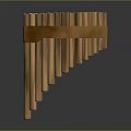 Traditional Wooden Pan Flute Musical Instrument With Aligned Bamboo Pipes And Sturdy Band