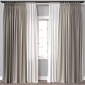 Elegant Light Colored Curtains Draped Over Window In Modern Room Interior 3d model