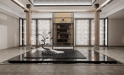 New Chinese Hall Sales Office Atrium 3d model