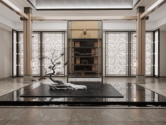 New Chinese Hall Sales Office Atrium 3d model