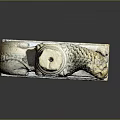 Intricate Ancient Stone Lion Sculpture With Reclining Pose And Carved Pedestal