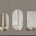 Modern Wall Mirrors With Gold And Wooden Frames Reflecting Artwork And Plants