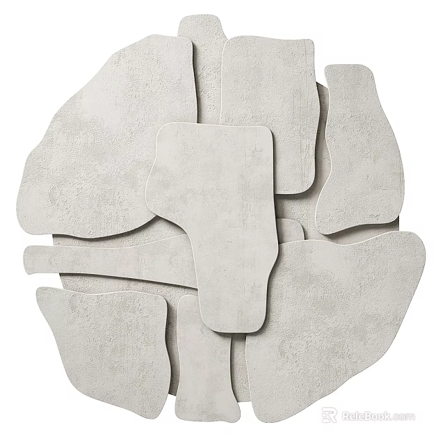 Modern Irregular Shaped Concrete Floor Tiles For Home Interior Decoration Design 3d model 