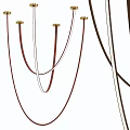 Modern Chandelier With Red White Brown Cords And Golden Ceiling Mounts