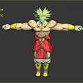 Game And Movie Character Green Haired Muscular Figure With Red Outfit Yellow Accessories 3D Model Design